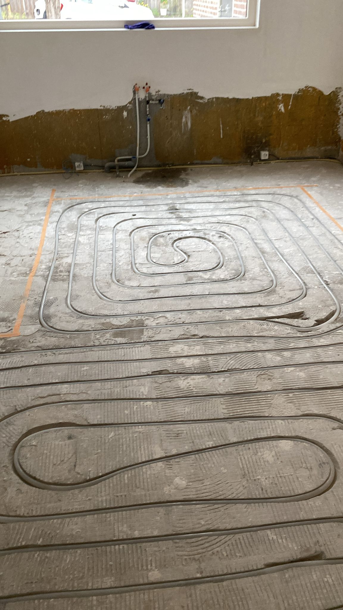 Spiraalpatroon vloerverwarming meerdere zones